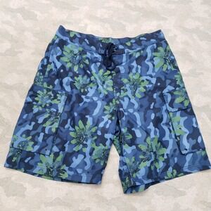 Vintage J. Crew Board Shorts Mens 33 Blue Pockets Drawstring Swim Outdoors